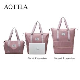 AOTTLA Travel Bag Women Shoulder Quality Casual Handbag Double Zipper Expansion Large Female Fashion Luggage 240104