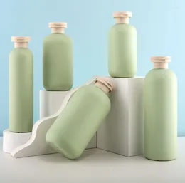 Storage Bottles Avocado Green Plastic Shampoo Shower Gel Foaming Soap Dispensers Refillable Flip Cover Pump Lotion Travel Bottle