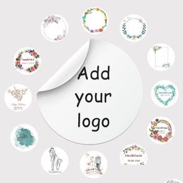 Other Decorative Stickers 100Pcs Wedding Personalised Add Your Text Custom Invitations Favors Business White Labels 35Cm Drop Delive Dhluc