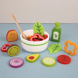 Children's Wooden Simulation Toaster Salad Vegetable Kitchen Toys Boys and Girls Play House Cooking Kitchen Set 240104