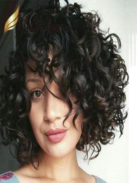 Big Curly Front Lace Wig Virgin Human Hair Natural Colour for Black Women 130 150 density BellaHair7377223