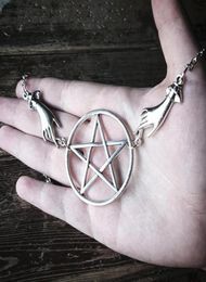 Pendant Necklaces Silver Colour Pentagram Pagan Necklace Alter Lnspired Long Big Gothic Classical Occult Dark Gift Men 2021 Fashion1871873