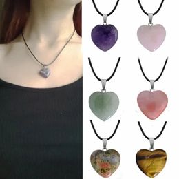 1 heart-shaped necklace made of natural stone and crystal 20x6mm women's pendant love necklace for earring therapy aesthetic chain gift NS01 240104