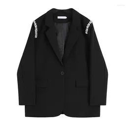 Women's Suits Vintage Black Blazers Coats Spring Women Fashion Diamond Casual Notched Collar Long Sleeve Female Suit Jacket Casaco Feminino