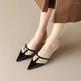 Dress Shoes Mixed Colours T-Tied Decoration Pointed Toe Women High Heels Sewing Design Botas De Invierno Para Mujer Female