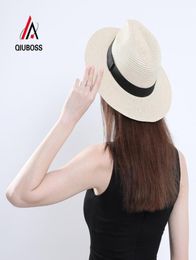 Summer Men Women Jazz Sun Straw Hats Flat Brim Panama Style Fedora Hat Cowboy Beach Sunhat Carnival Performance Stingy7902708