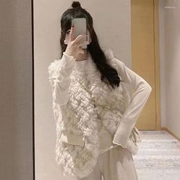 Women's Vests 2024 Women Loose Lamb Wool Vest Coat Simplicity Elegant Korean Fashion Thicken Jacket Winter Female Casual Warm Sleeveless