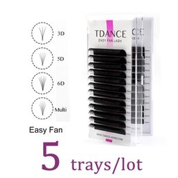 TDANCE 5 Trays/Lot Easy Fan Bloom False Eyelash Extension Austomatic Flowering Fast Self-Making Volume Lashes Makeup Eye Lash 240104