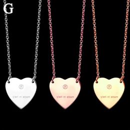 G gold heart necklace female stainless steel couple rose chain pendant Jewellery on the neck gift for girlfriend accessories wholesa297U