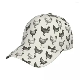 Ball Caps 2024 Summer Baseball Cap Farm Rooster Hen Vintage Retro Birds Merchandise Unisex Style Trucker Snapback