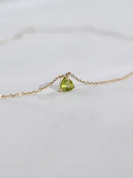 Pendants Original 925 Sterling Silver 14k Gold Triangle Green Zircon Pendant Necklaces For Women Wedding Jewelry Money Jewellery