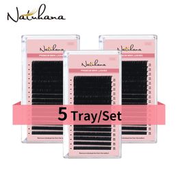 NATUHANA 5 Cases/Lot 16rows 8~15mm Mix Custom Mink Eyelash Extension Dlux Natural Soft False Mink Lashes Cilia Makeup Cilios 240104