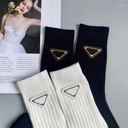 Women Socks 2024 Unisex Europe Triangle Label Brand Designer Sock Letter Casual Fashion Luxury Cotton Personality Gift