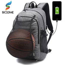 Outdoor Mens Sports Gym Bags Basketball Backpack School For Teenager Boys Soccer Ball Pack Laptop Bag Football Net 240104