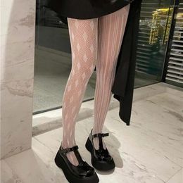Women Socks Sweet Cool Plaid Mesh Lolita Asymmetry Tights Pantyhose Lace Stockings Dress Calcetines