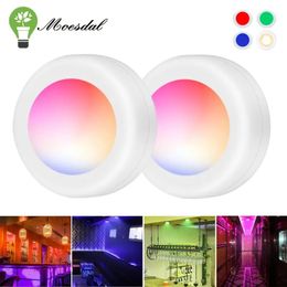 1pc LED Night Light,Novel 16-color Cabinet Lamp,Under Cabinet Puck Light, Remote Control Dimmable Timing Bedroom Decoration Night Light, AAA Batteries.