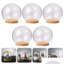 Decorative Flowers & Wreaths Decorative Flowers 5 Pcs Food Er Transparent Glass Dome Flower Holder Plastic Container Monitor Child Min Dhy35