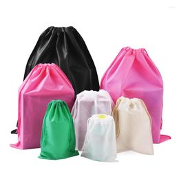 Gift Wrap 50Pcs Non Woven Drawstring Bag Travel Home Storage Pocket Shoes Clothes Dust Tote Laundry DIY Printable Logo