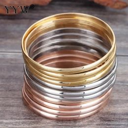 12pcslot Roman Style Stainless Steel Bangle Gold Rose Colour Charm Bracelets for Women Wide Bangles 240103