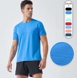 LL Outdoor Men's Tee Shirt Mens Yoga Outfit Quick Dry Sweat-wicking Sport Short Top Male Short Sleeve For Fitness Fashion Brand Clothes53123