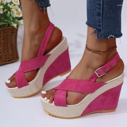 Sandals High-heeled Casual Solid Color Women's 2024 Summer Fashion -selling Wedge Heel Versatile Non-slip