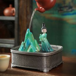 Resin Creative Colour Changing Tea Ornaments Small tea pet Supportable Play Jiangshan Beauty Pen Holder Tea Ceremony Utensils 240103