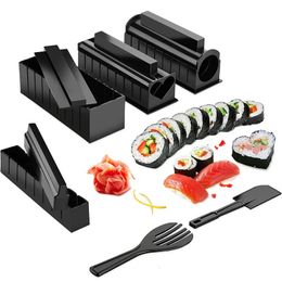 LMETJMA 10 Pcs Sushi Maker Kit DIY Mould Press with Rice Roll KC0473 240103