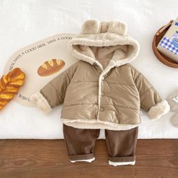 Jackets Winter Super Cute Korean Version Of Girls Padded Jacket Thick Warm Hooded 0-5 Years Old Children Outdoor