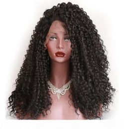 African American Kinky Lace Front Wigs Heat Resistant Glueless 180 Density Kinky Curly Synthetic Lace Wig Long For Black Women8986280