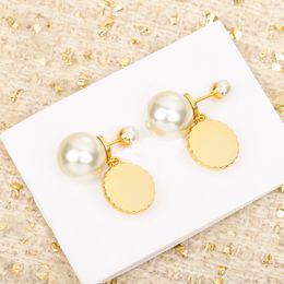 2024 Luxury quality charm drop earring with nature shell bead in 18k gold plated black color have stamp box PS3718A