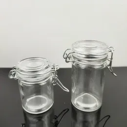 Storage Bottles Snap Jar Glass Bottle Round Candy Tea Candle Sealed Seasoning Vial