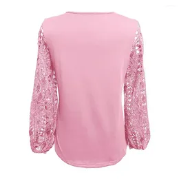 Women's Blouses Elegant Floral Decoration Top Skew Collar Lace Patchwork Shirt Hollow Out Lantern Sleeve For Spring Autumn Casual