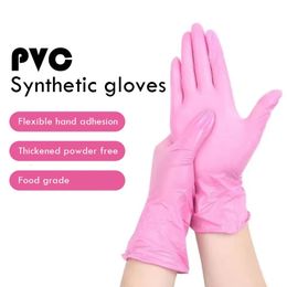 100pcs Multipurpose Disposable Pink Nitrile Gloves PVC Household Waterproof Pink Work Gloves for Kitchen Cooking Tools 240104