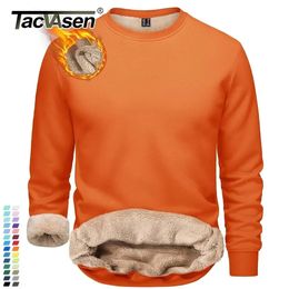 TACVASEN Winter Thicken Fleece Crewneck Sweatshirt Mens Warm Sherpa Lined Heavy Winter Pullover Basic Tops Shirts No Hood Hoodie 240103