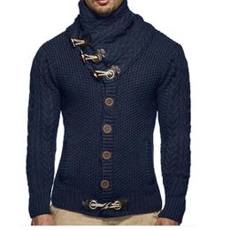 Pullover 2019 Strickjacke Pullover männliche Strickmäntel lässige schlanke Pullover Männer Hörner Knopf Dicke Absicherung
