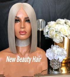 selling short white grey wig deep middle part lace frontal wig natural synthetic bob wig for blackwhite women9756829