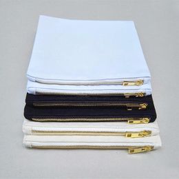 100pcs lot blank cotton canvas girl makeup bag 7x10in lined canvas cosmetic bag black natural white cotton pencil bag solid cosmet269P