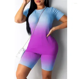 Women's Tracksuits Summer Tie Dye Running Yoga Sets Sports Suit For Women T-shirt Shorts Gym Workout Clothes 2Pieces Seamless Tracksuit