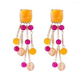 Dangle Earrings Arrivals Colourful Resin Beads Charm Long Tassel Drop For Women 2024 Trend Jewellery Boho Holiday Party Accessories