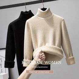 Women Thermal Underwear Warm Thick Knitted Sweater Winter Female Clothes Turtleneck Long Sleeve Pullover Thermo TShirt Jumpers 240104