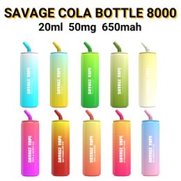 Disposable vape Savage Cola Bottle 8000 puff bars vapes disposable puff 650mah 20ml Prefilled Rechargeable vs Randm Tornado Vape 9000 puff Einweg Crystal poco vape