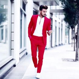 Men's Suits 017 Red Wedding Party Costume Clothing Casual Host Africa Suit Regular Fit Tuxedo 2 Peices Sets Jacket Pants
