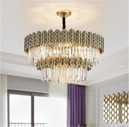 Chandeliers LED Modern Chandelier Lamp Crystal Stainless Steel Gold Lighting For Dining Room Bedroom Round