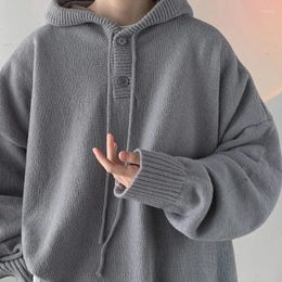 Men's Sweaters Thickened Hooded Sweater In Winter Korean And Japanese Lazy Style Retro Knit Loose Luxurious Jacket