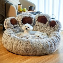 Dog Bed Cat Pet Sofa Cute Bear Paw Shape Comfortable Cosy Sleeping Beds For Small Medium Large Soft Fluffy Cushion 240103