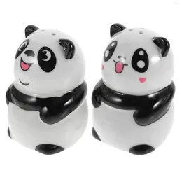 Dinnerware Sets 2pcs Ceramic Salt Shaker Pepper Cartoon Panda Shaped Spice Container Toothpick