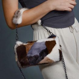 Waist Bags Winter Women's Korean Handbag Imported Mink Hair Round Bucket Bag Fashion One Shoulder Banquet Charming Fur