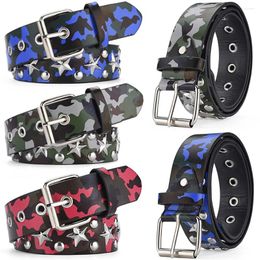 Belts Camouflage Leather Belt Unisex Fashion Casual Jeans Accessories Girdle Punk Hip Hop Y2k Rivet Pin Buckle Waistband