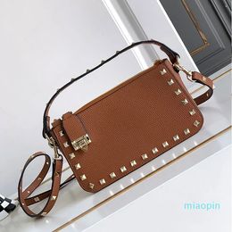 Stud Crossbody Bag Shoulder Bags Genuine Leather Zipper Closure Fashion Letters Internal Card Slot Detachable Handle Strap Multiple Colours Hand Wallets