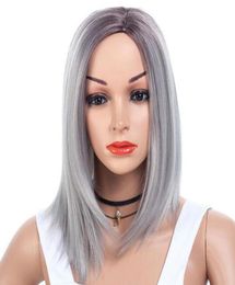 15inches Fashion Women Natural Short Full Lace Front Wigs Cute Bobo Human Hair Cosplay Wig Synthetic hair wig8397932